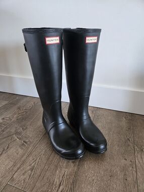Hunter Original Tall Rain Boots Black Size 10 Women Waterproof